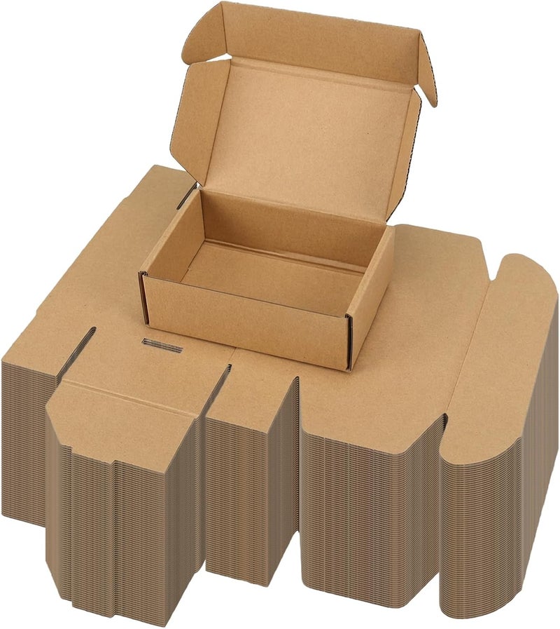 PHAREGE 6x4x2 Inch Shipping Boxes 75 Pack Brown, Tab Lock Tuck Top Mailer Boxes for Packaging Small Business, Cardboard Gift Boxes for Wrapping Mailing Present - Image 1